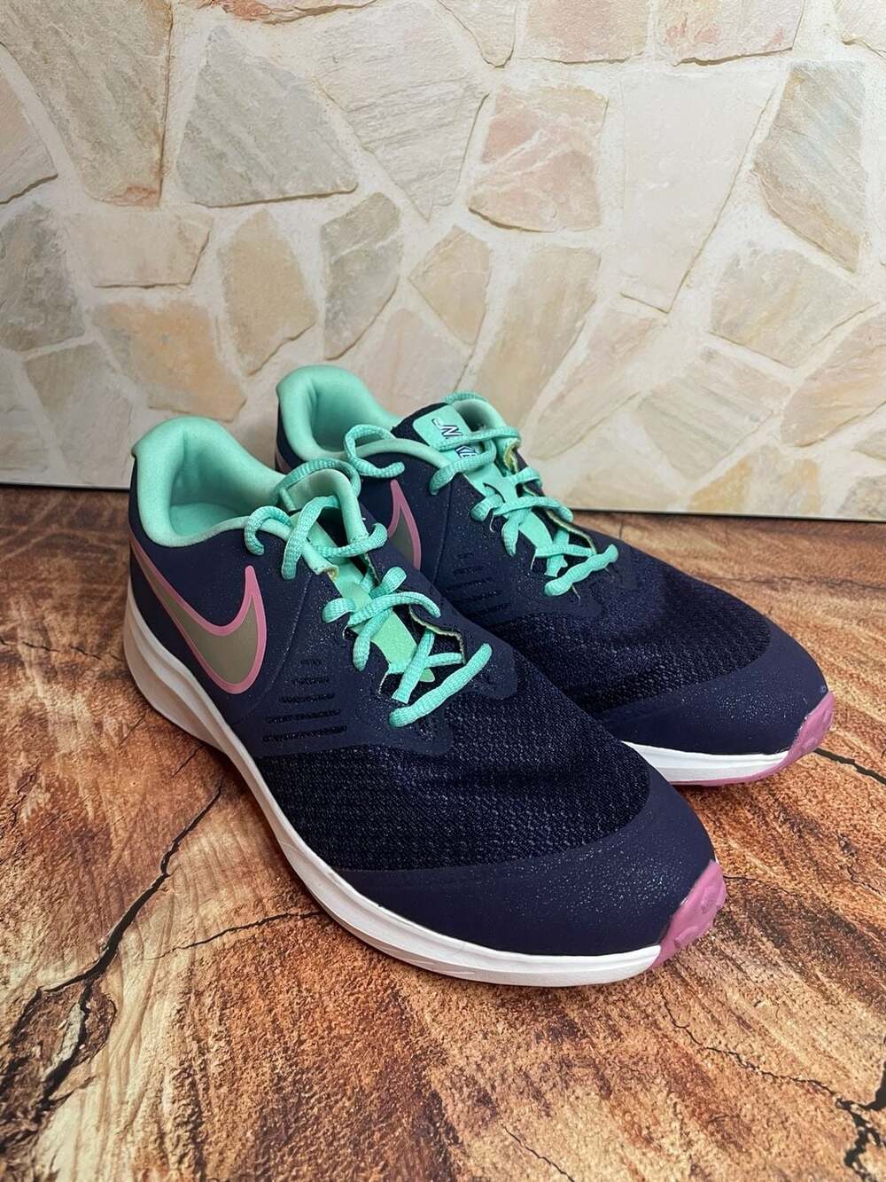Nike Star Runner 2 Size 6 Navy Pink Sparkle Sneakers